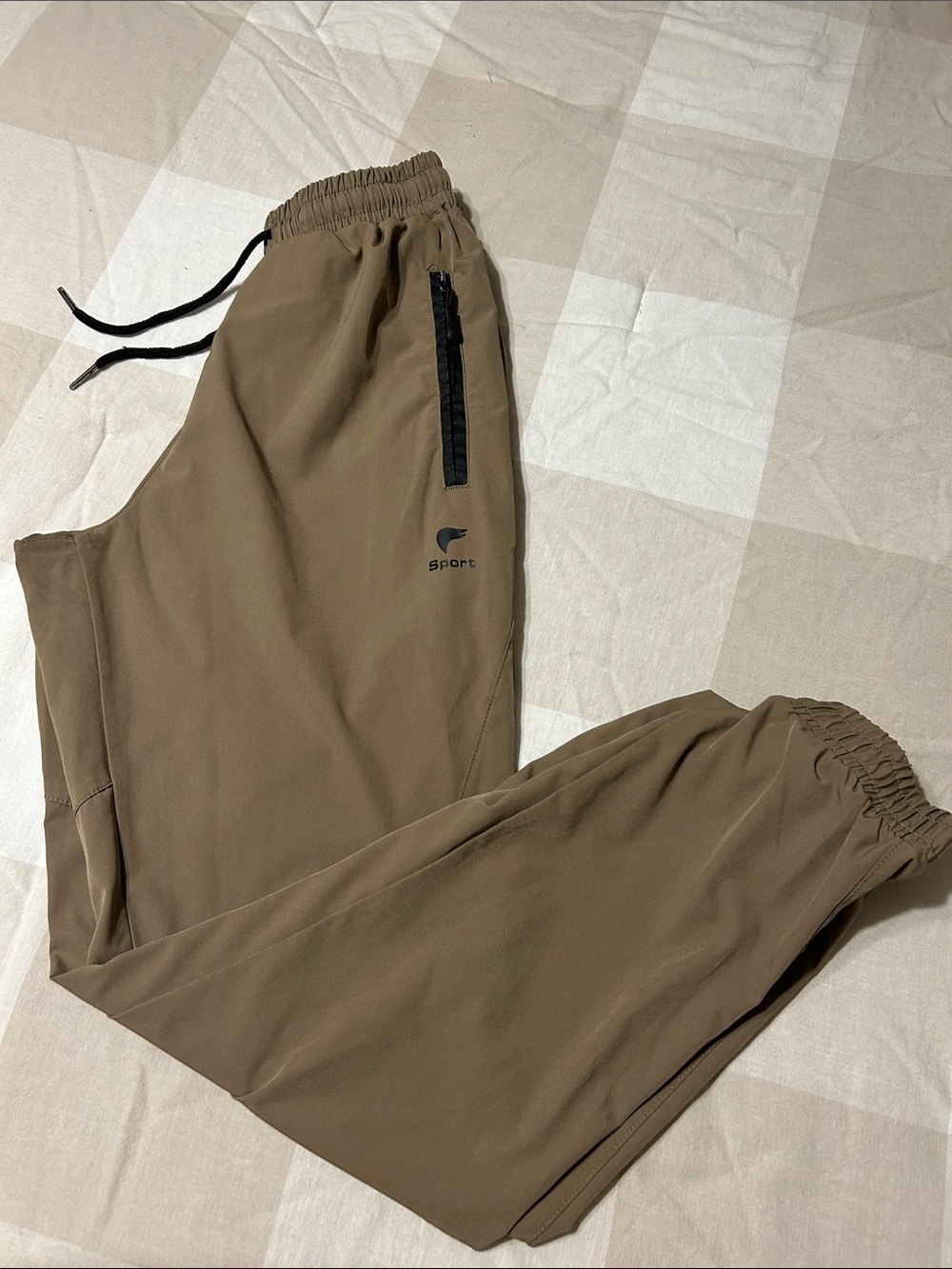Sport Brown Elastic Waist Joggers with Zip Pockets women small